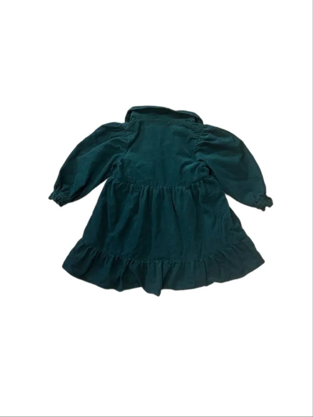 Goodlad Toddler Girls Dark Green Corduroy Floral Embroidered Dress (Size 2T)